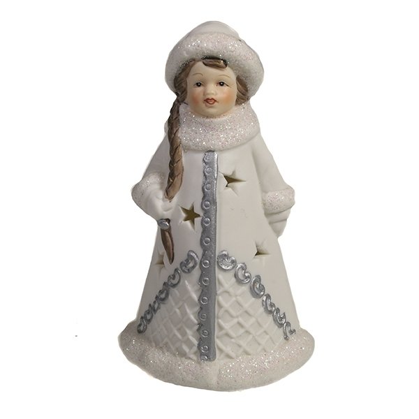 Фигура декоративная Снегурочка белой шубке, 7*6*11.5см